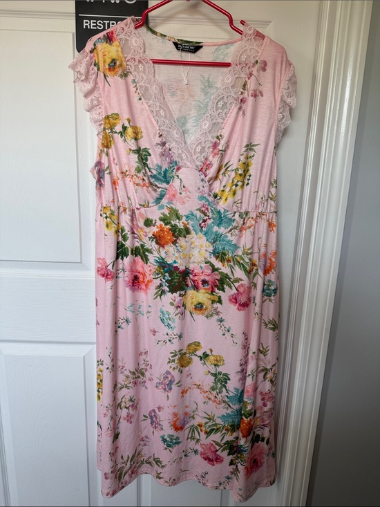 BloomChic Dresses & Skirts - Light Pink Floral Lace-Trim Dress